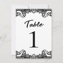 Convite Número de Mesa de Casamento Elegante Preto e Branc