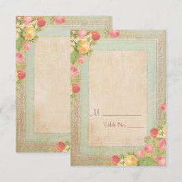 Convite Número de Mesa de Casamento Elegante Vintage Rosas
