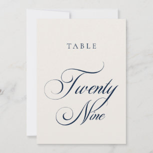 Convite Número de Mesa de Casamento em Caligrafia Azul Clá