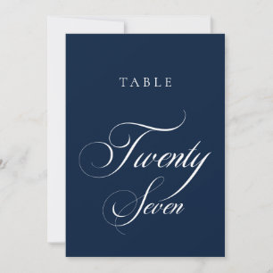 Convite Número de Mesa de Casamento em Caligrafia Azul Clá