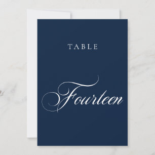 Convite Número de Mesa de Casamento em Caligrafia Azul Clá
