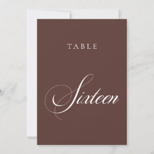 Convite Número de Mesa de Casamento em Caligrafia Marrom C
