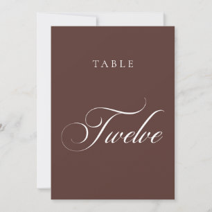 Convite Número de Mesa de Casamento em Caligrafia Marrom C