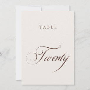 Convite Número de Mesa de Casamento em Caligrafia Marrom C