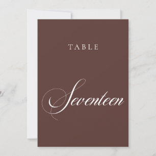 Convite Número de Mesa de Casamento em Caligrafia Marrom C