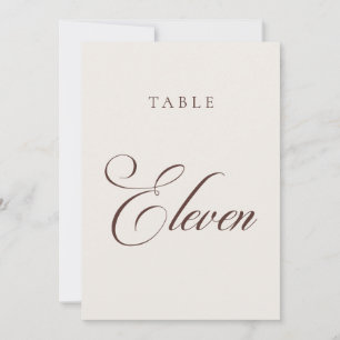 Convite Número de Mesa de Casamento em Caligrafia Marrom C