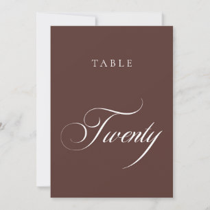 Convite Número de Mesa de Casamento em Caligrafia Marrom C