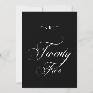 Convite Número de Mesa de Casamento em Caligrafia Preta Cl