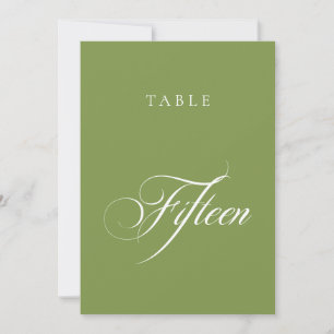 Convite Número de Mesa de Casamento em Caligrafia Verde Cl