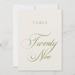 Convite Número de Mesa de Casamento em Caligrafia Verde Cl