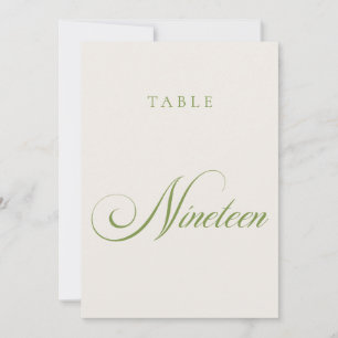 Convite Número de Mesa de Casamento em Caligrafia Verde Cl