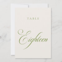 Número de Mesa de Casamento em Caligrafia Verde Cl