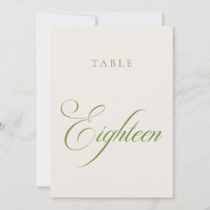 Convite Número de Mesa de Casamento em Caligrafia Verde Cl
