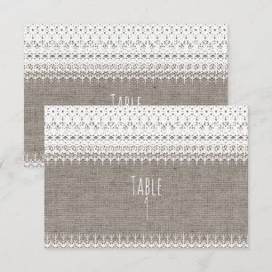 Convite Número de Mesa de Casamento em Lona Rústica e Rend
