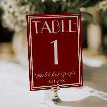 Número de Mesa de Casamento em Marfim Borgonha Old