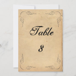Convite Número de Mesa de Casamento em Papel Marrom Grunge
