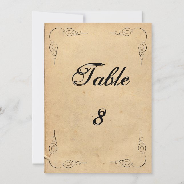 Convite Número de Mesa de Casamento em Papel Marrom Grunge (Verso)