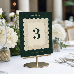 Convite Número de Mesa de Casamento em Renda Vintage Antig