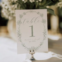 Número de Mesa de Casamento em Sage Verde Clássico