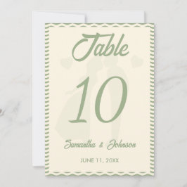 Convite Número de Mesa de Casamento em Verde Sage Moderno