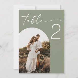 Convite Número de Mesa de Casamento em Verde Sage Po Foto