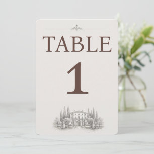 Convite Número de Mesa de Casamento em Villa Italiana Eleg