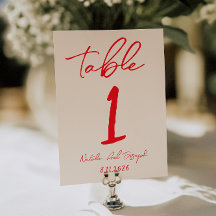 Número de Mesa de Casamento Escrito à Mão em Verme