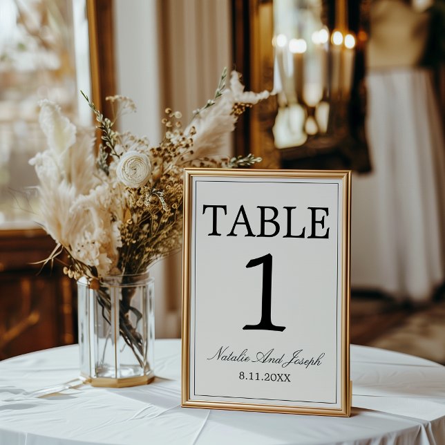 Convite Número de Mesa de Casamento Fancy Black Cream Old  (Criador carregado)