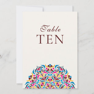 Convite Número de Mesa de Casamento Floral Azul Magenta Ca