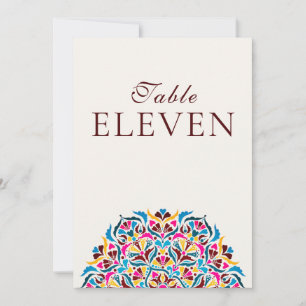 Convite Número de Mesa de Casamento Floral Azul Magenta Ca