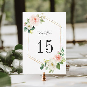 Convite Número de Mesa de Casamento Floral Bloom Branco Ro