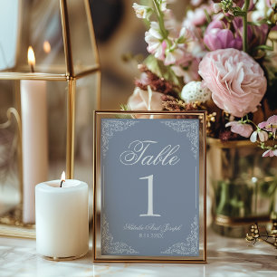 Convite Número de Mesa de Casamento Floral Boho Azul Empol