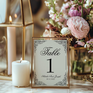 Convite Número de Mesa de Casamento Floral Boho Creme Pret