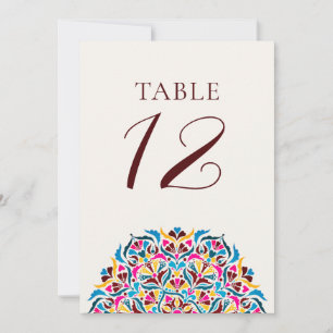 Convite Número de Mesa de Casamento Floral Caprichoso Azul
