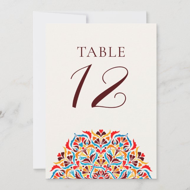 Convite Número de Mesa de Casamento Floral Caprichoso Lara (Frente)