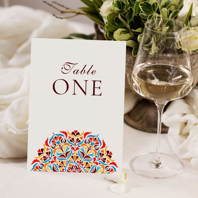 Convite Número de Mesa de Casamento Floral Caprichoso Lara (Criador carregado)