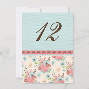 Convite Número de Mesa de Casamento Floral Chic e Pontilha