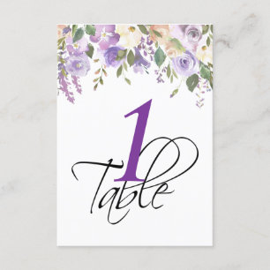 Convite Número de Mesa de Casamento Floral em Aquarela Lav