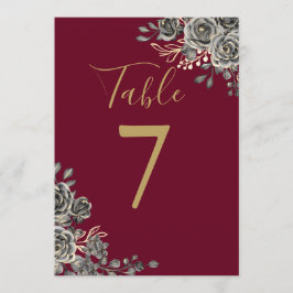 Convite Número de Mesa de Casamento Floral Gótico em Borgo