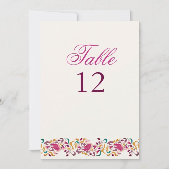 Convite Número de Mesa de Casamento Floral Pérola Clássica (Frente)