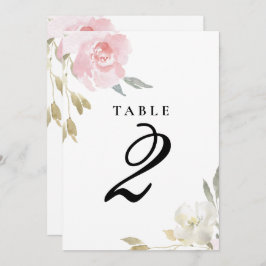 Convite Número de Mesa de Casamento Floral Rosa Clássico