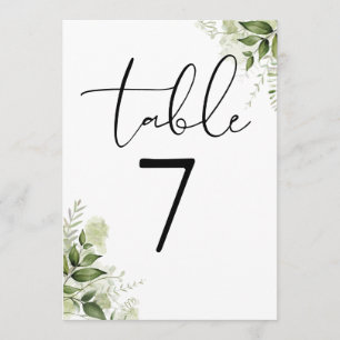 Convite Número de Mesa de Casamento Floral Verde Elegante