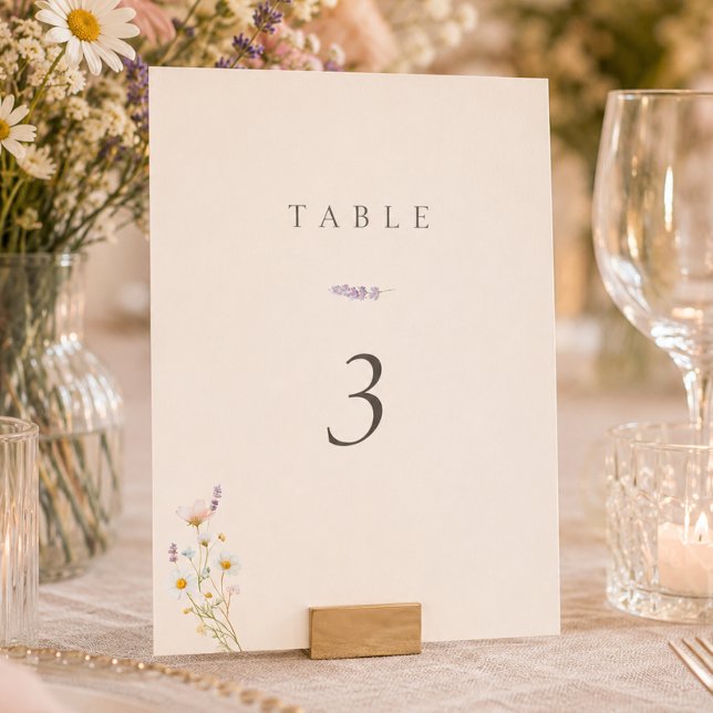 Convite Número de Mesa de Casamento Flores Silvestres Boêm (Bohemian Wildflowers Wedding Table Number)