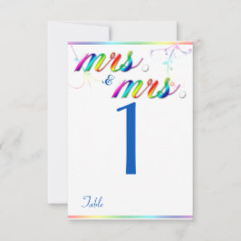 Convite Número de Mesa de Casamento Gay Floral Arco-íris E