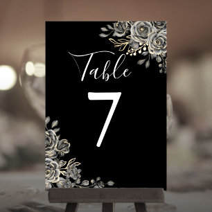 Convite Número de Mesa de Casamento Gótico Preto e Branco