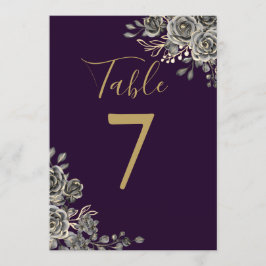 Convite Número de Mesa de Casamento Gótico Roxo e Dourado