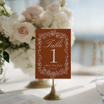 Número de Mesa de Casamento Laranja Queimada Flora