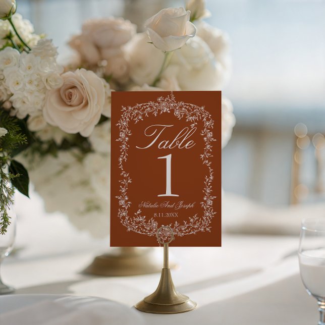 Convite Número de Mesa de Casamento Laranja Queimada Flora (Criador carregado)