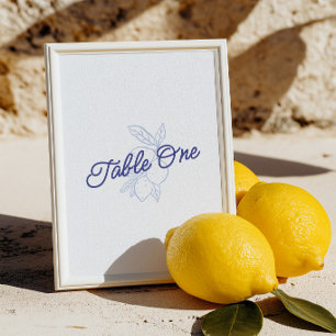 Convite Número de Mesa de Casamento Limão Azul e Amarelo I