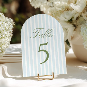 Convite Número de Mesa de Casamento Listras Azuis Elegante